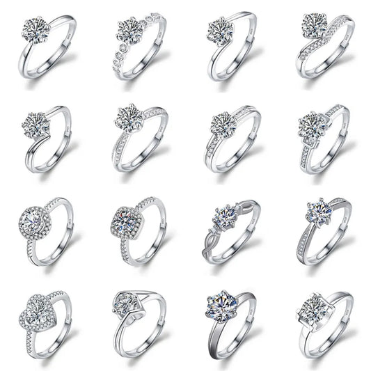 Luckacco Never Fade Luxury Classic 18K White Gold Color Ring Solitaire 2 Carat Zirconia Diamant Wedding Band Women Jewelry Accessories