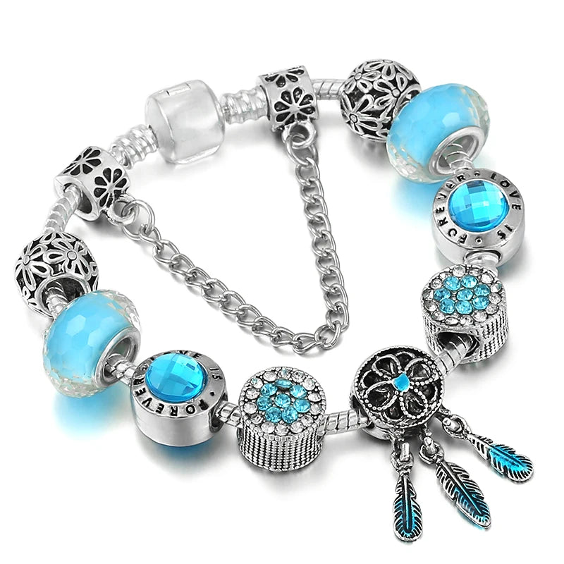 luckacco baopon new fashion life of tree crystal charm bracelet fit green color snake chain brand bracelets & bangles for women jewelry