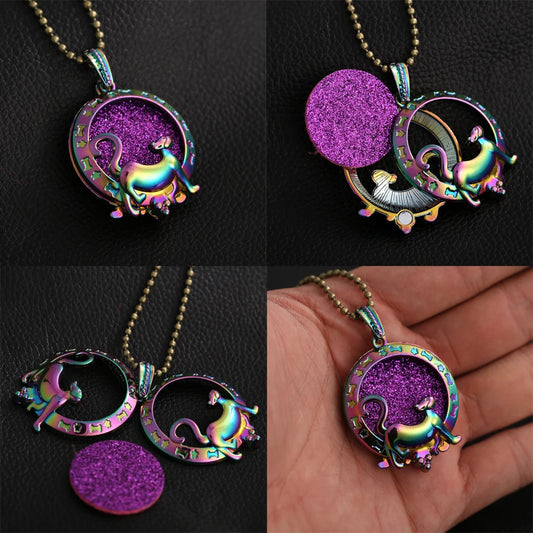 Luckacco New Colorful Aromatherapy Necklace Vintage Flower Butterfly Tree Owl Essential Oil Diffuser Necklace Perfume Lockets Pendants