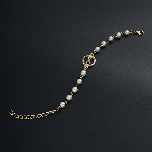 Luckacco Hot Rhinestone Pearl Bracelet For Women Girls Cross Butterfly Starfish Love Wing Adjustable Fashion Bracelet Friendship Jewelry