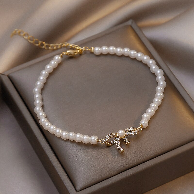 Daisy Flower Bracelet Jewelry Bangle Adjustable Imitation Pearl Bracelet For Women Lady Girls Lover Female Valentine's Day Gift - luckacco