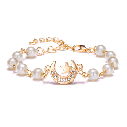 Luckacco Hot Rhinestone Pearl Bracelet For Women Girls Cross Butterfly Starfish Love Wing Adjustable Fashion Bracelet Friendship Jewelry