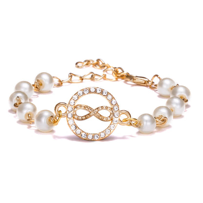 Luckacco Hot Rhinestone Pearl Bracelet For Women Girls Cross Butterfly Starfish Love Wing Adjustable Fashion Bracelet Friendship Jewelry