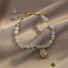 Luckacco Cat Eye Stone Bead Bracelet For Women Girls Rhinestone Crystal Pendant Bracelet Exquisite Adjustable Bracelet Wristband Jewelry