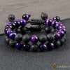 Luckacco High Quality Purple Tiger Eye Lava Beads Bracelet Women Natural Stone Healing Buddha Adjustable Bangles Jewelry Gift for Friend