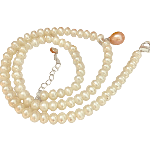 Nature pearl necklace with pearl pendant - Pearl necklace - Luckacco Jewelry and Watch Store