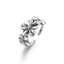 Luckacco S925 Sterling Silver Ring Corean style Thai silver ring female flower simple retro adjustable engagement ring