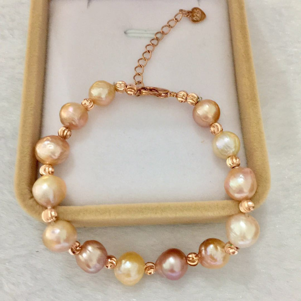 Freshwater pearl 8-10 mm baroque pearl candy Bracelet - Pearl bracelet - Luckacco Jewelry and Watch Store