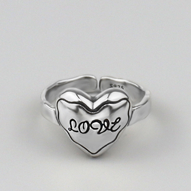 Luckacco S925 Sterling Silver original design simple love letter proposal engagement wedding ring Valentine's day jewelry gift - S925 Sterling Silver Ring - Luckacco Jewelry and Watch Store