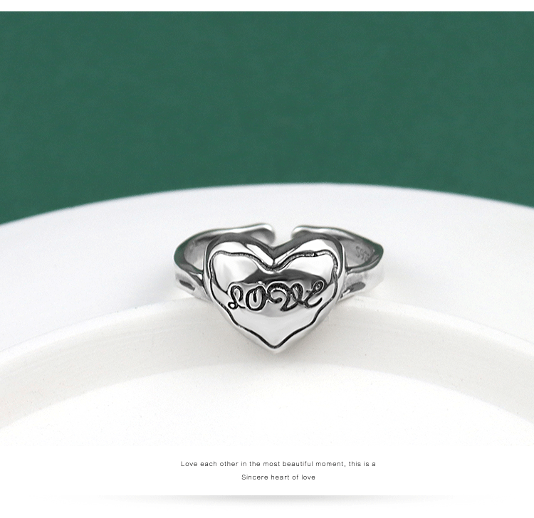 Luckacco S925 Sterling Silver original design simple love letter proposal engagement wedding ring Valentine's day jewelry gift - S925 Sterling Silver Ring - Luckacco Jewelry and Watch Store