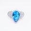Full drop shaped sapphire ring European and American fashion micro set marine sapphire ring