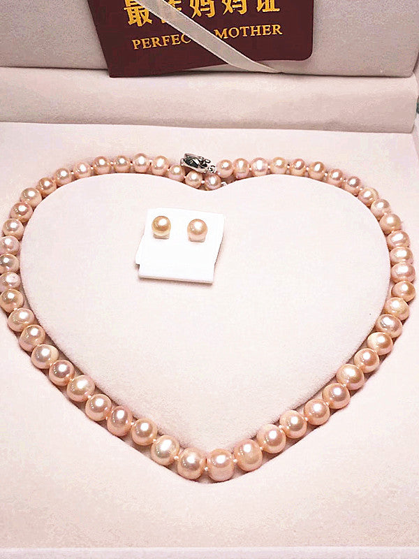 Fresh water pearl necklace Edison fashion Mother's Day gift set clavicle chain Pearl pendant set chain edison fashion pearls necklace - Edison pearl necklace - Luckacco Jewelry and Watch Stor