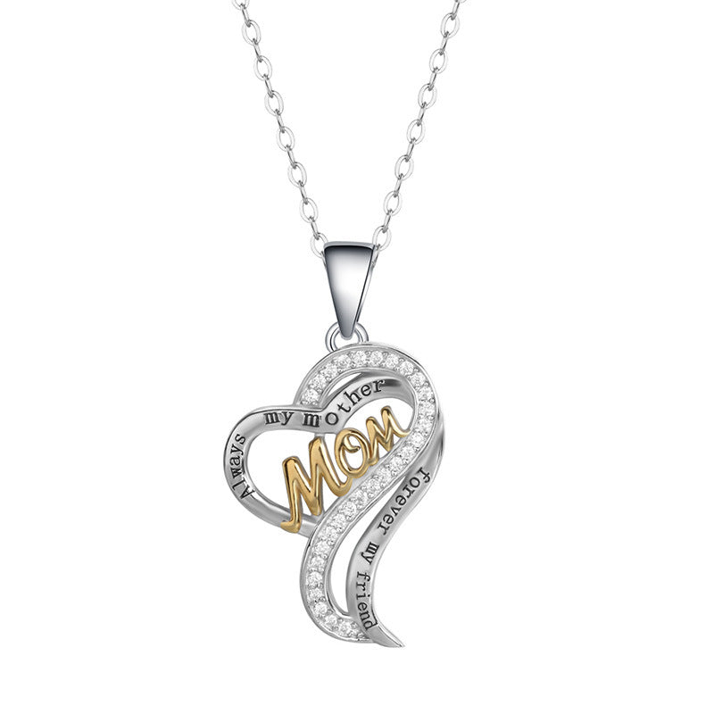 S925 Silver Mother Letter Necklace Creative Design Color Separation Electroplating Laser Sculpture Necklace -  - Luckacco Jewelry and Watch Store