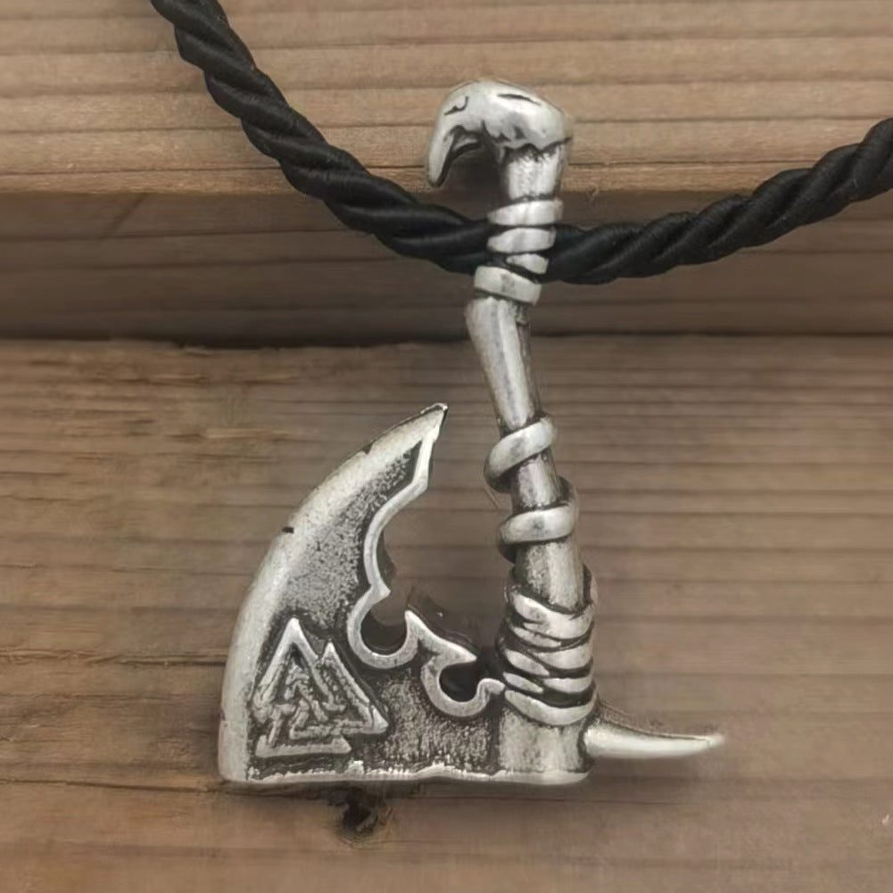 Viking Pirate Celtic Wolf Crow Double-Sided Axe Pendant Vintage Men's Alloy Necklace Ornament -  - Luckacco Jewelry and Watch Store
