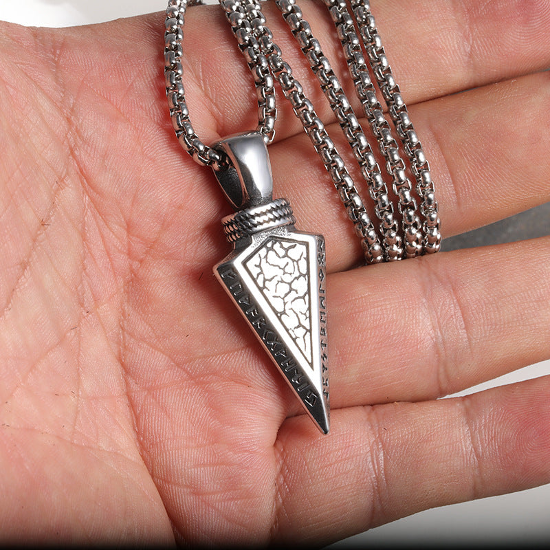 Nordic Viking Rune Arrow Titanium Steel Pendant European and American Men's and Women's Fashion Creative Stainless Steel Pendant Necklace Ornament -  - Luckacco Jewelry and Watch Store