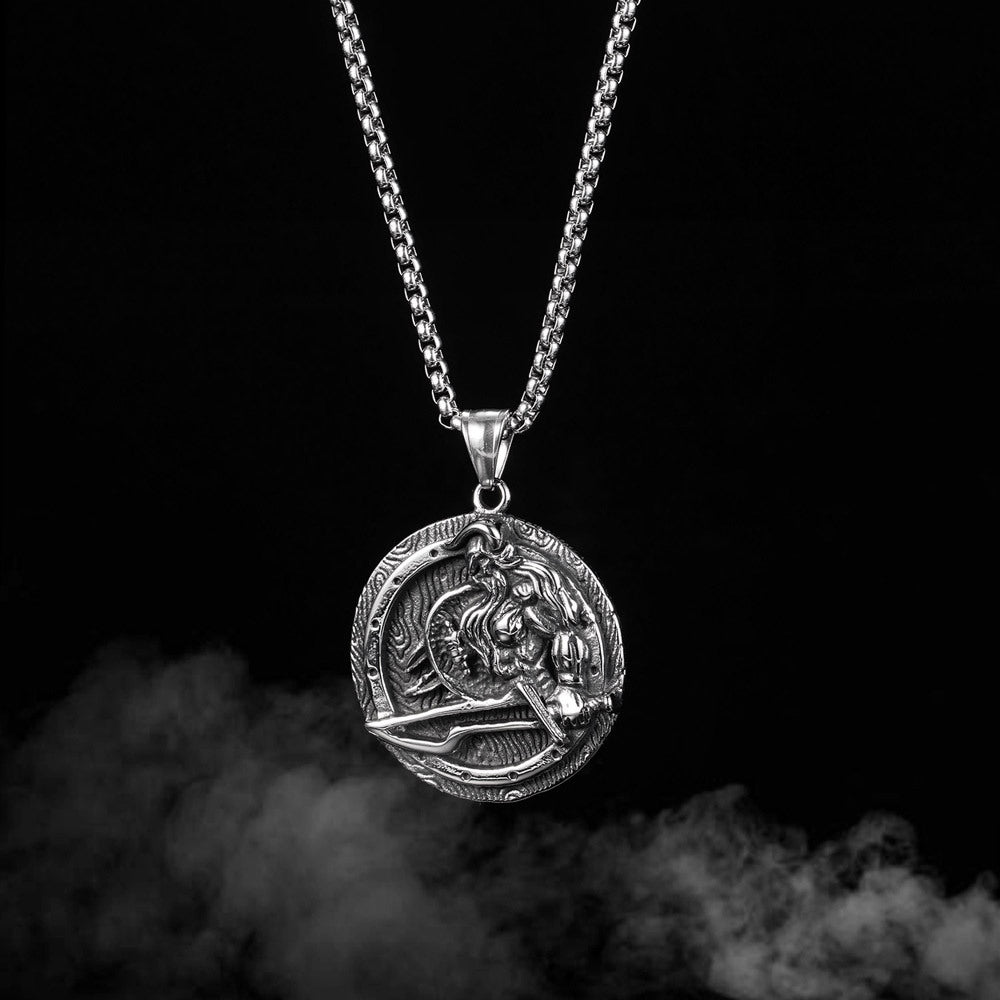 Ornament Viking Warrior Retro Titanium Steel Stainless Steel Pendant Online Influencer Necklace -  - Luckacco Jewelry and Watch Store