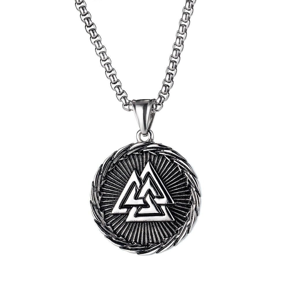 Hip Hop Viking Pirate Retro Ding Triangle Rune Internet Celebrity Men's Stainless Steel Necklace -  - Luckacco Jewelry and Watch Store
